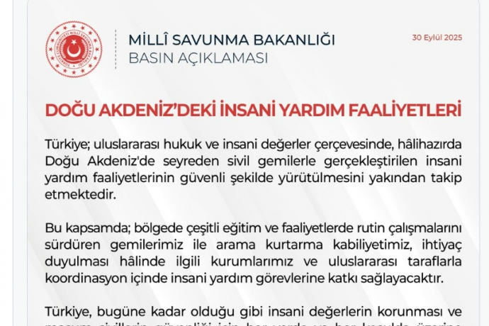 MSB'den Kresel Sumud Filosu ile ilgili aklama: htiya duyulmas halinde katk salayacak